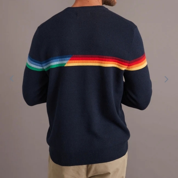 MARINE layer ML x LF Breck Stripe Sweater in Black Iris Multi Stripe - Picture 3 of 7
